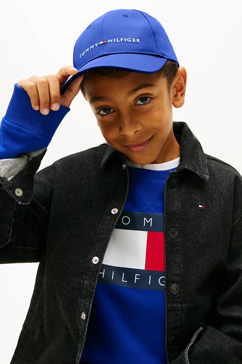 Tommy Hilfiger czapka z daszkiem bawełniana kolor niebieski KA0KA00032