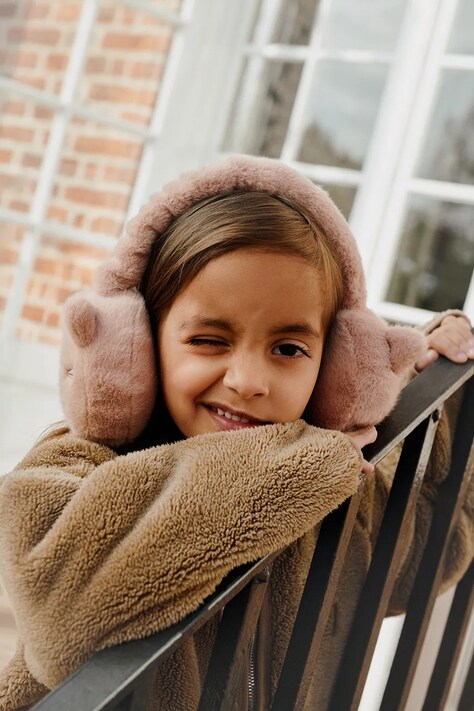 Liewood nauszniki dziecięce Timothy Plush Cat Ear Warmers kolor pomarańczowy LW20807