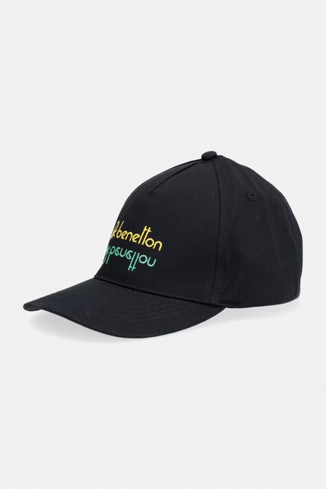 United Colors of Benetton czapka z daszkiem bawełniana czarna 68MZCA02T