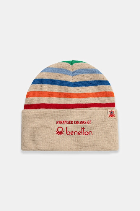 United Colors of Benetton czapka dziecięca kolor beżowy 6JKXCA02S