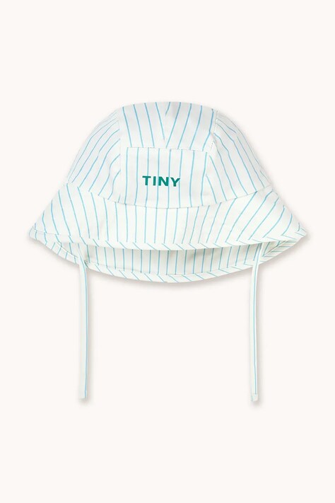 Tinycottons kapelusz dziecięcy CYAN FINE STRIPES BUCKET HAT kolor biały SS26-454