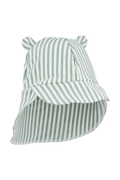 Liewood czapka z daszkiem dziecięca Senia Seersucker Sun Hat With Ears zielona LW17681