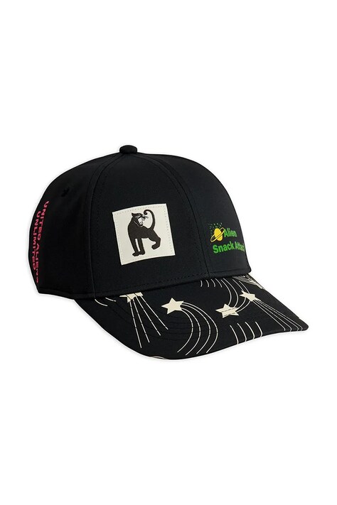 Mini Rodini czapka z daszkiem dziecięca Snack kolor czarny 26265103