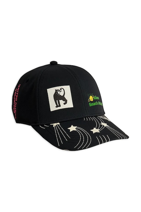 Mini Rodini czapka z daszkiem dziecięca Snack kolor czarny 26265103