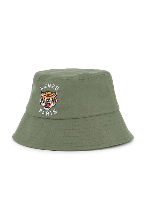 Detský bavlnený klobúk Kenzo Kids zelená farba, K61830