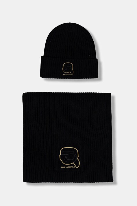 Karl Lagerfeld czapka i szalik kolor czarny 561309.805700