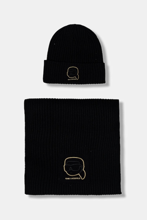 Karl Lagerfeld czapka i szalik kolor czarny 561309.805700