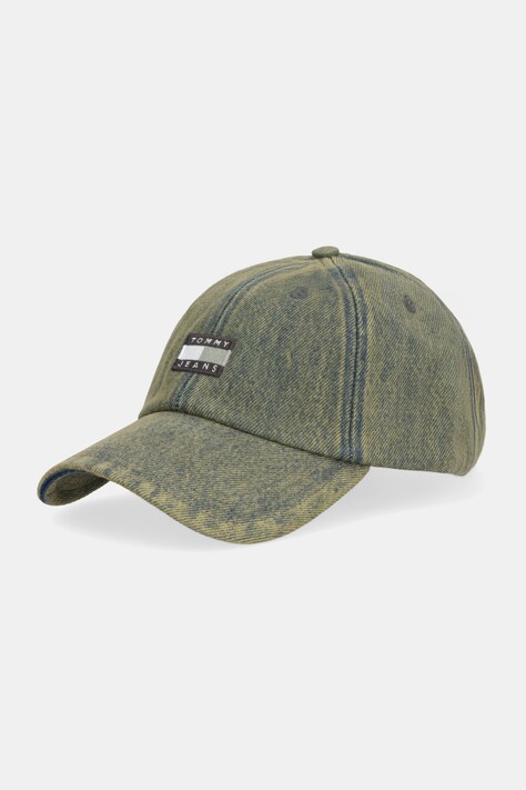 Tommy Jeans czapka z daszkiem jeansowa kolor zielony AM0AM13853