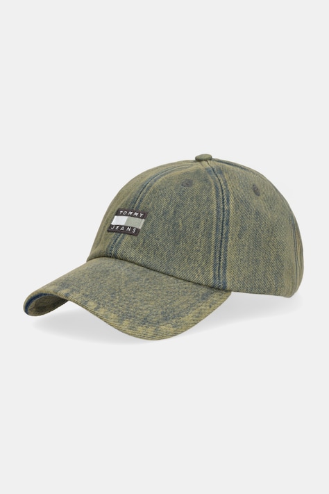 Tommy Jeans czapka z daszkiem jeansowa kolor zielony AM0AM13853