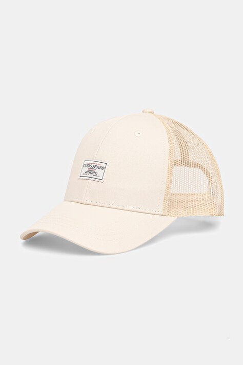 Guess Jeans czapka z daszkiem bawełniana kolor beżowy M5GZ05 WF8V1