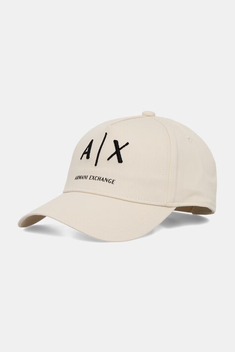 Armani Exchange czapka z daszkiem męska bawełniana beżowa XM002696 AF15502
