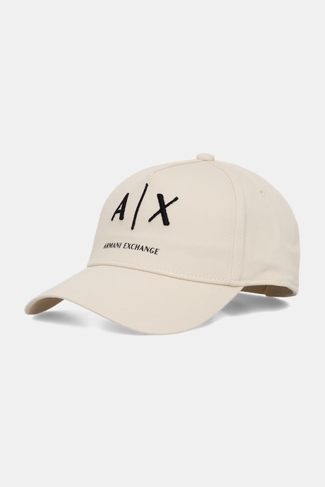 Armani Exchange șapcă de baseball bărbătească din bumbac bej XM002696 AF15502
