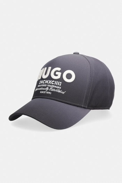 HUGO Blue baseball cap męska bawełniana Merk-Degrade szara 50560345