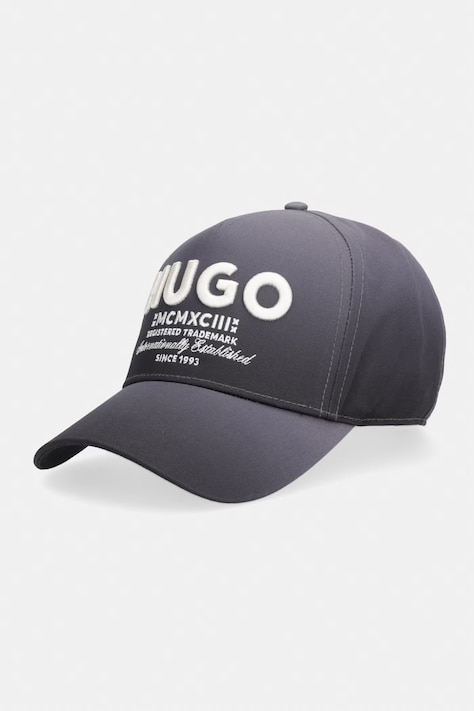HUGO Blue baseball cap męska bawełniana Merk-Degrade szara 50560345