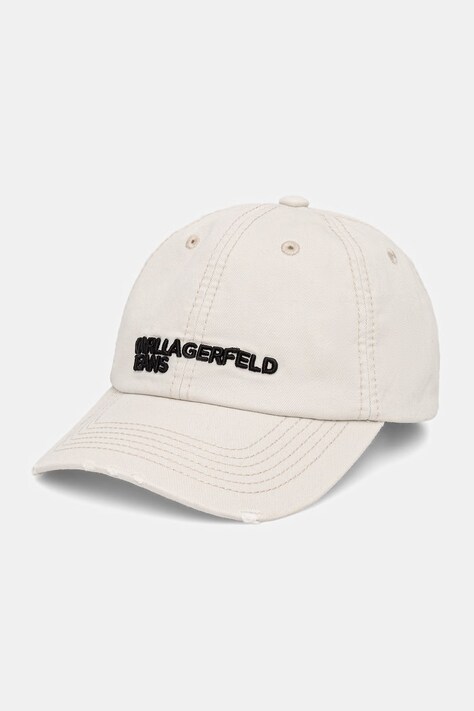Karl Lagerfeld Jeans czapka z daszkiem męska bawełniana beżowa B2M33012