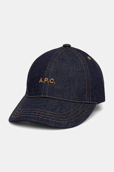 A.P.C. czapka z daszkiem jeansowa CASQUETTE THAIS granatowa COHIZ.M24127