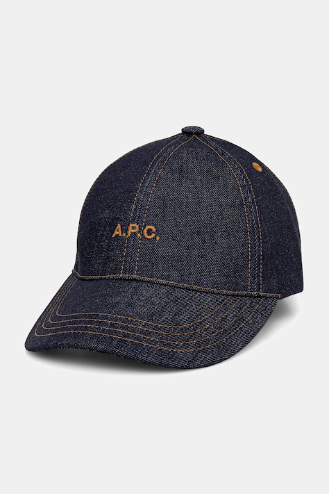 A.P.C. czapka z daszkiem jeansowa CASQUETTE THAIS granatowa COHIZ.M24127