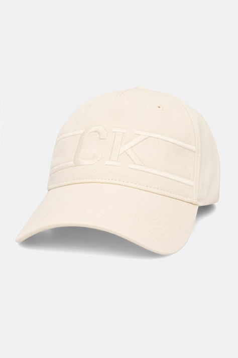 Calvin Klein καπέλο με γείσο βαμβακερό μπεζ LV04D5084G