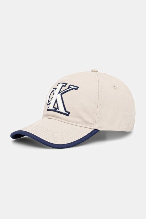 Calvin Klein čiapka so šiltom bavlnená béžová LV04D5101G