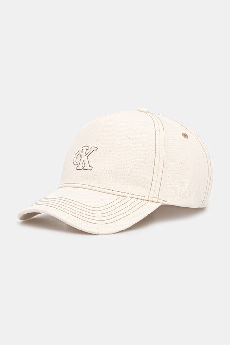 Calvin Klein καπέλο μπέιζμπολ βαμβακερό μπεζ LV04F5061G
