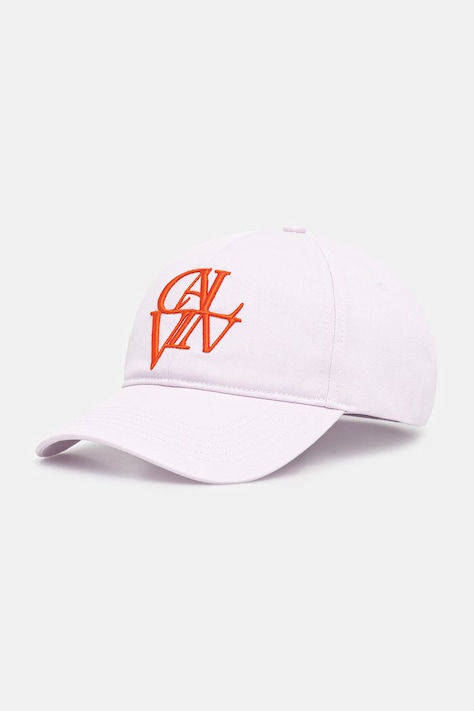 Calvin Klein czapka z daszkiem bawełniana fioletowa LV04F5064G