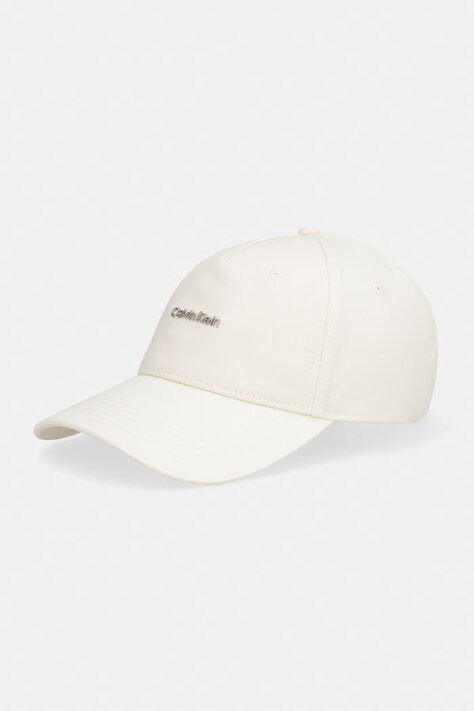 Calvin Klein czapka bejsbolówka bawełniana beżowa LV04F5072G