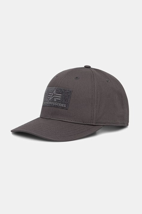 Alpha Industries czapka z daszkiem bawełniana Velcro Cap kolor szary 168903