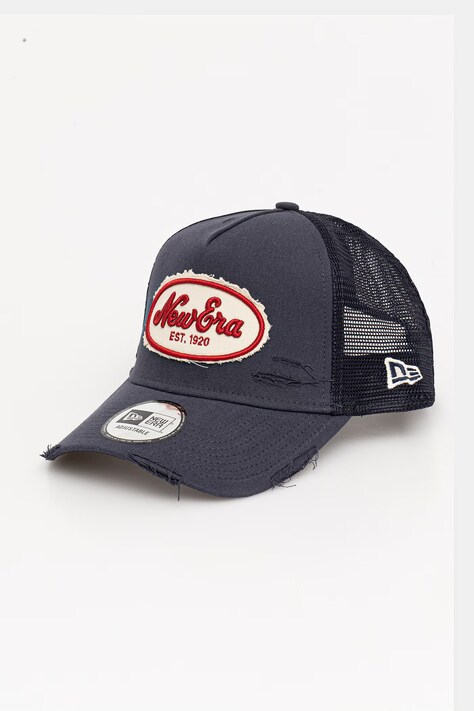 New Era czapka z daszkiem OVAL CANVAS DISTRESS TRUCKER kolor granatowy 60771801