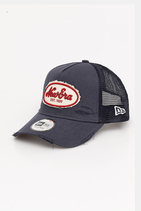 New Era czapka z daszkiem OVAL CANVAS DISTRESS TRUCKER kolor granatowy 60771801