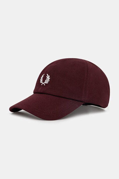 Fred Perry czapka z daszkiem bawełniana kolor bordowy HW2295