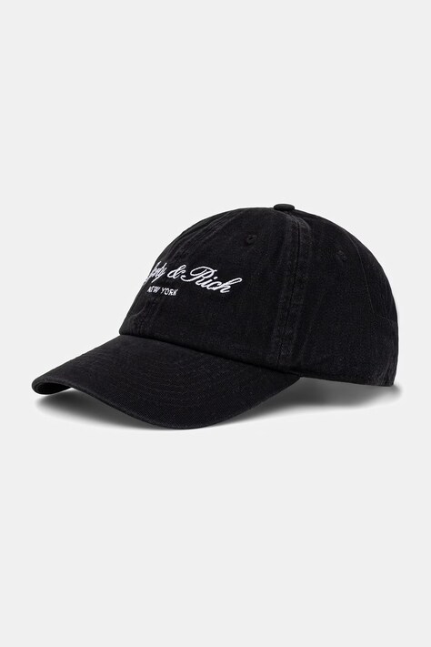 Sporty & Rich Signature NY czapka z daszkiem bawełniana czarna AC04071329BA02