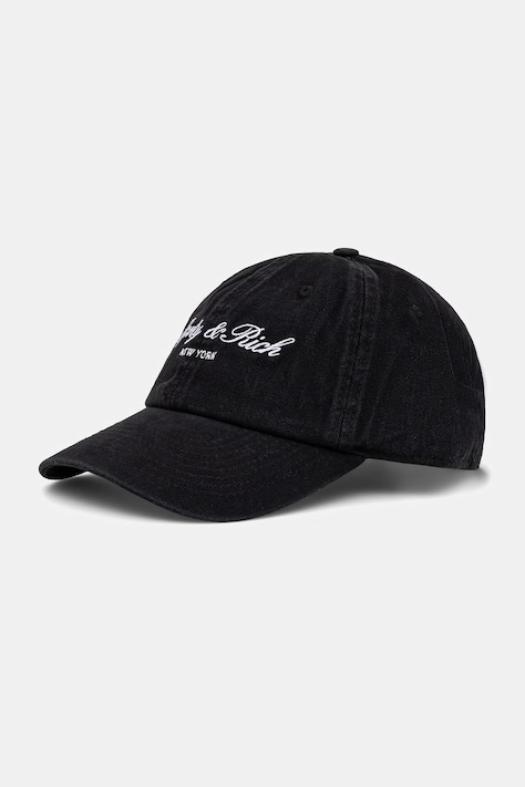 Sporty & Rich Signature NY czapka z daszkiem bawełniana czarna AC04071329BA02