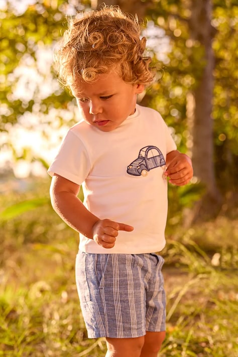 Mayoral komplet dziecięcy z domieszką lnu kolor niebieski 1227