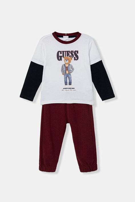 Guess komplet bawełniany niemowlęcy 2-pack kolor bordowy I6RG10 K8HM4