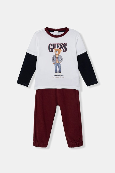 Guess komplet bawełniany niemowlęcy 2-pack kolor bordowy I6RG10 K8HM4