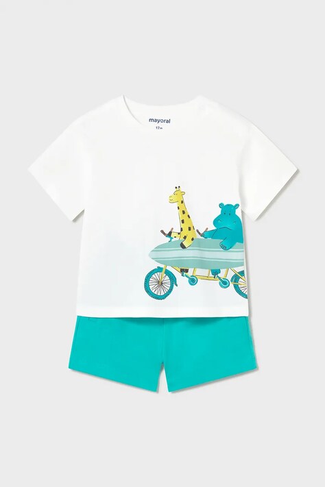 Mayoral komplet bawełniany dziecięcy kolor turkusowy 1670