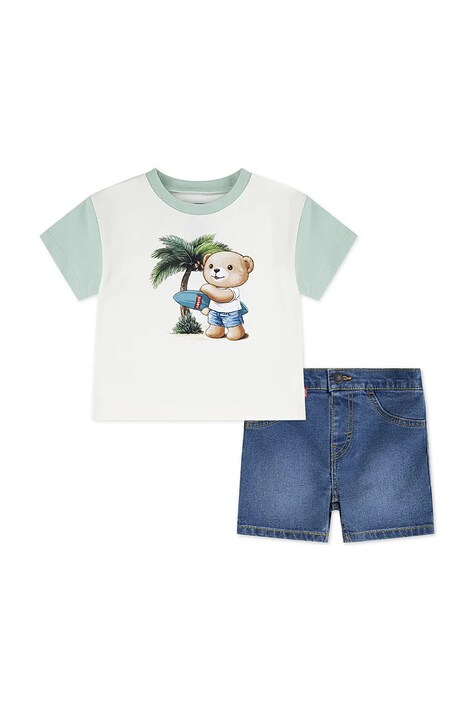 Levi's komplet niemowlęcy PALM TREE TEE & DENIM SET kolor beżowy 6EP708