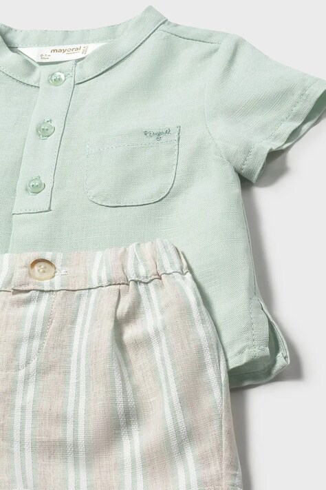 Mayoral Newborn komplet z domieszką lnu niemowlęcy kolor beżowy 1270