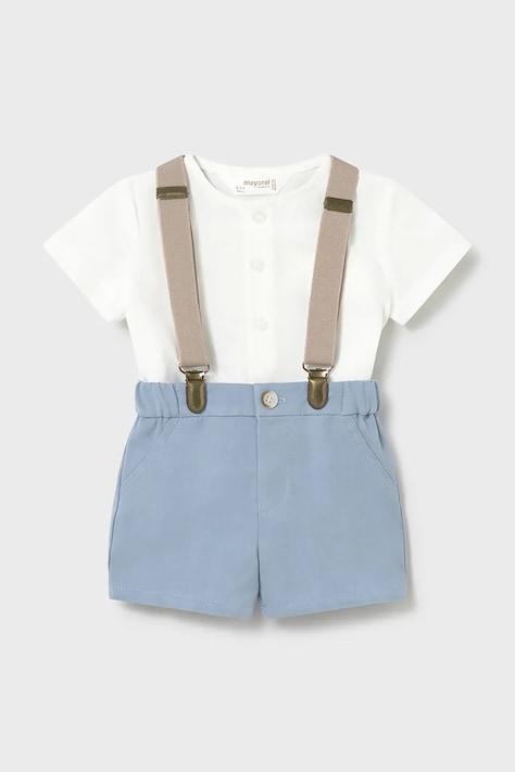 Mayoral Newborn komplet z dodatkiem lnu niemowlęcy kolor niebieski 1278