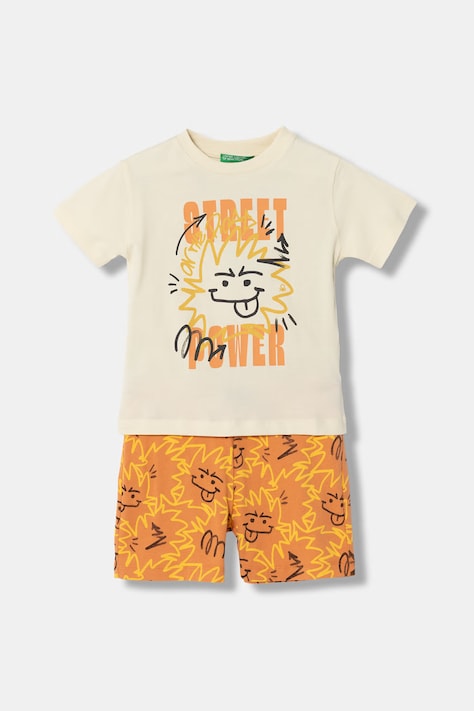 United Colors of Benetton compleu de zi pentru copii, din bumbac bej 34UTGK00U