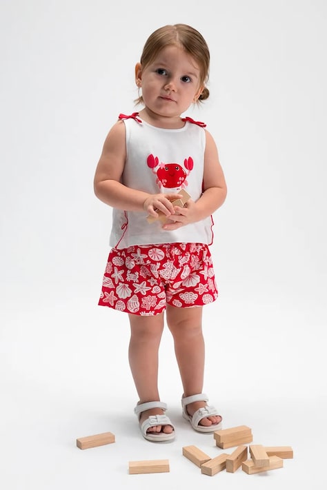 Mayoral komplet bawełniany niemowlęcy kolor czerwony 1210