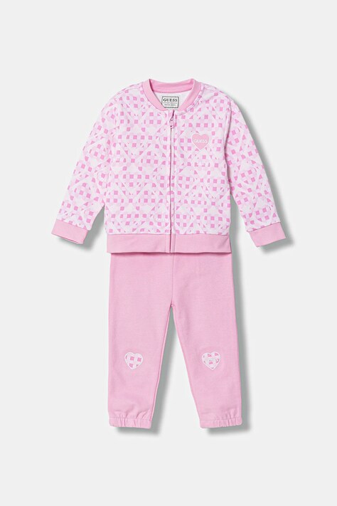 Guess dres bawełniany niemowlęcy kolor różowy A6RG00 KA6R4