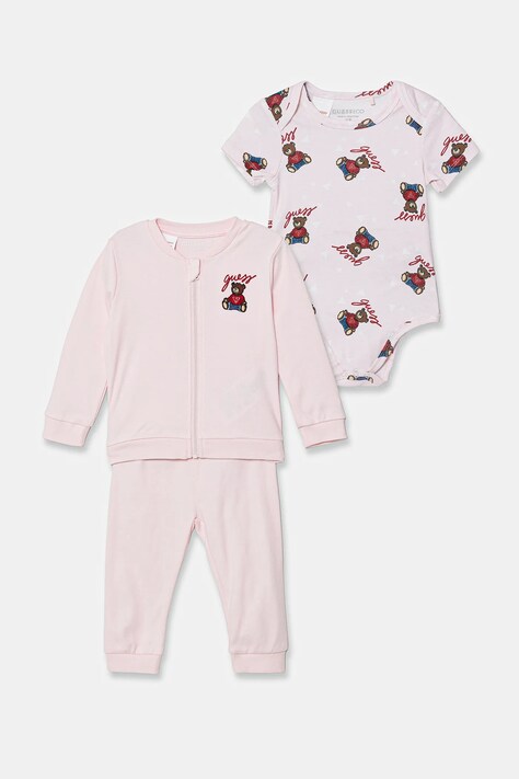 Guess dres bawełniany niemowlęcy kolor różowy H6RW02 KA6W4