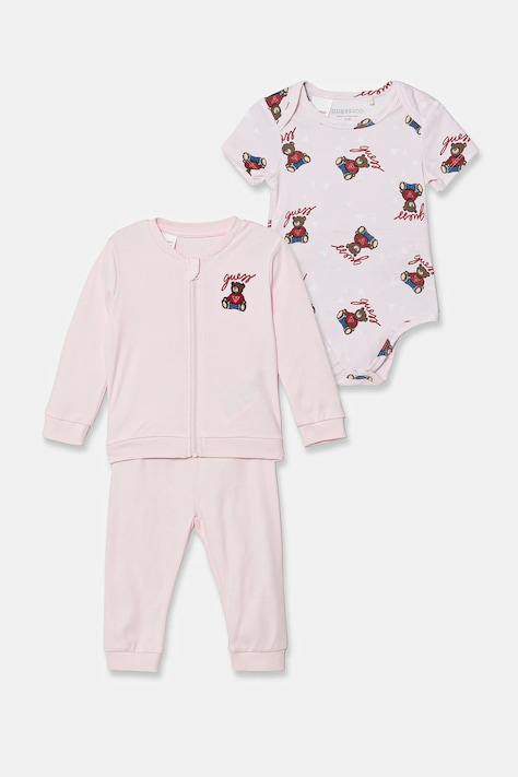 Guess dres bawełniany niemowlęcy kolor różowy H6RW02 KA6W4