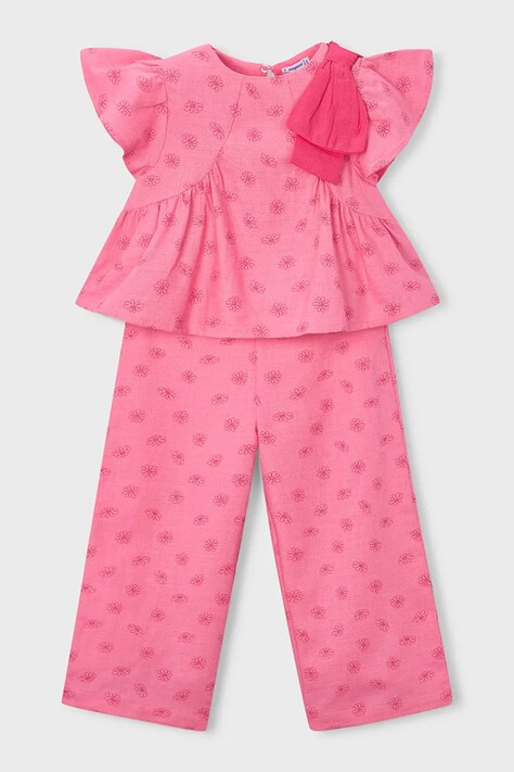 Mayoral komplet z dodatkiem lnu dziecięcy kolor różowy 3594