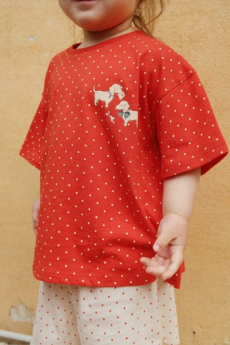 Konges Sløjd komplet bawełniany dziecięcy FAMO BOX FIT SET GOTS kolor czerwony KS104802