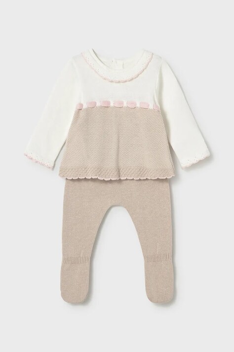 Βρεφικό βαμβακερό σετ Mayoral Newborn χρώμα: μπεζ, 1594