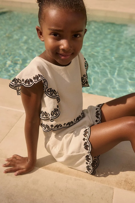 Abel&Lula komplet z dodatkiem lnu dziecięcy kolor beżowy 5211