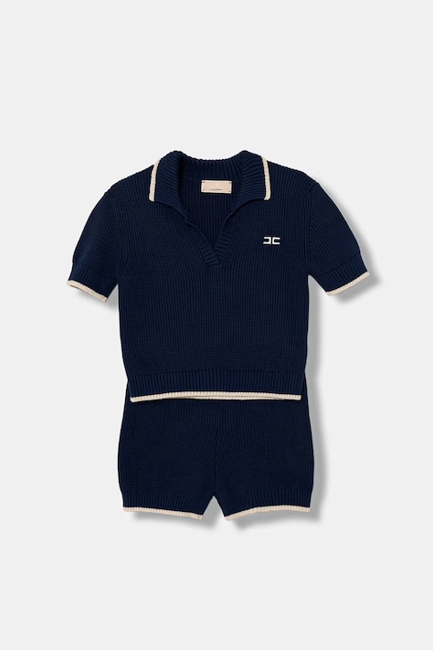 Elisabetta Franchi σετ παιδικό βαμβακερό σκούρο μπλε EFCM026.C.FL001