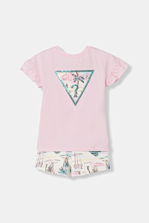 Guess komplet codzienny dziecięcy bawełniany różowy K6GG02 K6YW4